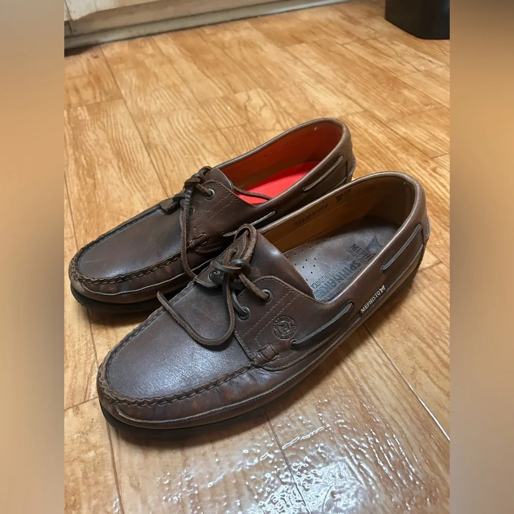 Mephisto Hurrikan Men’s Boat Shoes Brown Leather Loafer shoes 12 Spinnaker $395